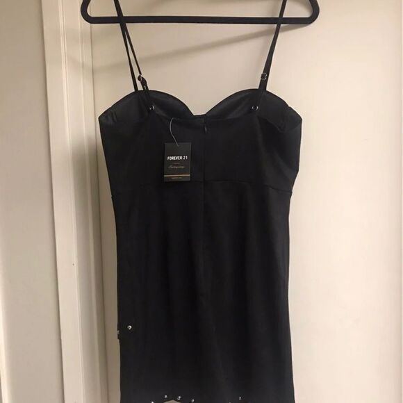 NWT~Black Faux Suede Gold Studded Cami Mini Dress - Picture 6 of 6